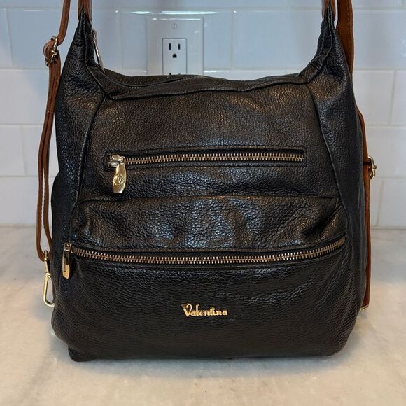 Valentina Bag Purse Handbag Leather Italian Pebbled Convertible Strap Shoulder - Picture 2 of 16